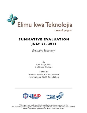 BridgeIT (Elimu Kwa Teknologia) Summative Evaluation Cover